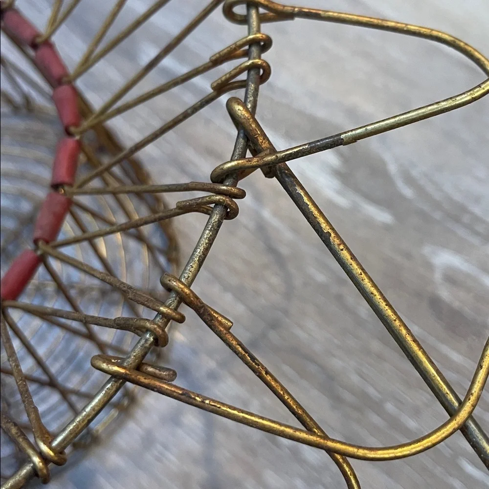 Vintage French Wire Egg Basket Fil de Fer Farmhouse Rustic Foraging